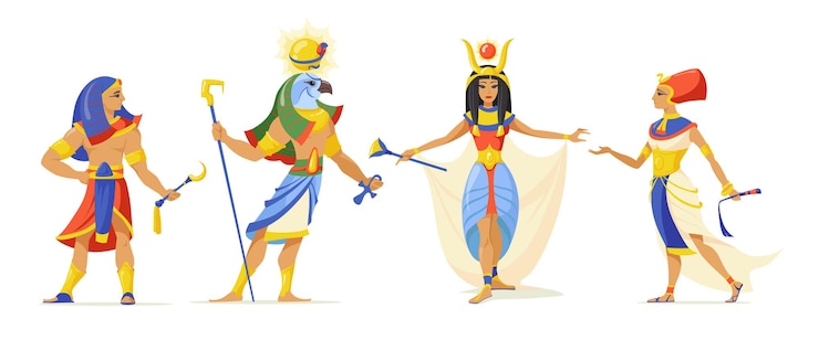 Kostenlose Vektor ägypter mythen helden gesetzt