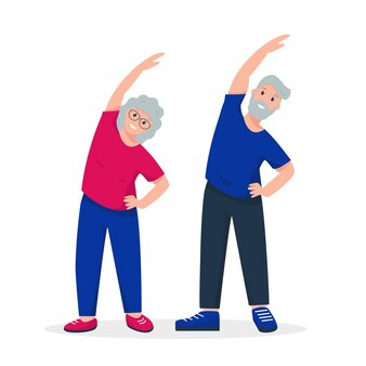 Älteres paar, das sportübungen macht