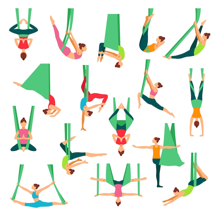 Kostenlose Vektor aero yoga dekorative icons set