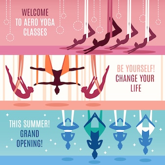 Aero yoga horizontal banner set