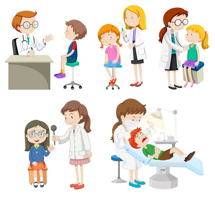 Kostenlose Vektor ärzte geben behandlung für patienten illustration