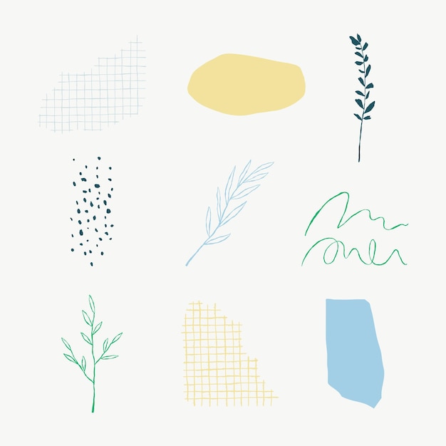 Ästhetische botanische blätter vektor-doodle-illustrationen-element-set