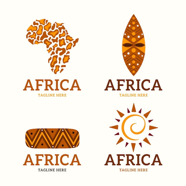 Kostenloser Vektor afrika karte logo vorlage gesetzt