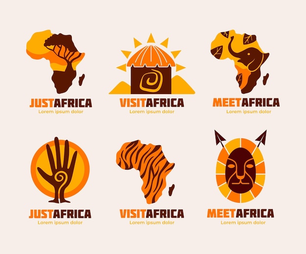 Kostenloser Vektor afrika karte logo vorlage pack