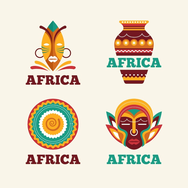 Kostenloser Vektor afrika-kartenlogo-sammlung