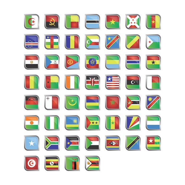 Kostenloser Vektor afrikanische flaggen icon sammlung