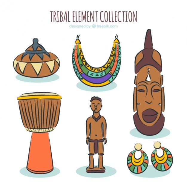 Kostenloser Vektor afrikanische hand gezeichnete objekte