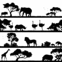 Kostenloser Vektor afrikanische landschaft silhouette