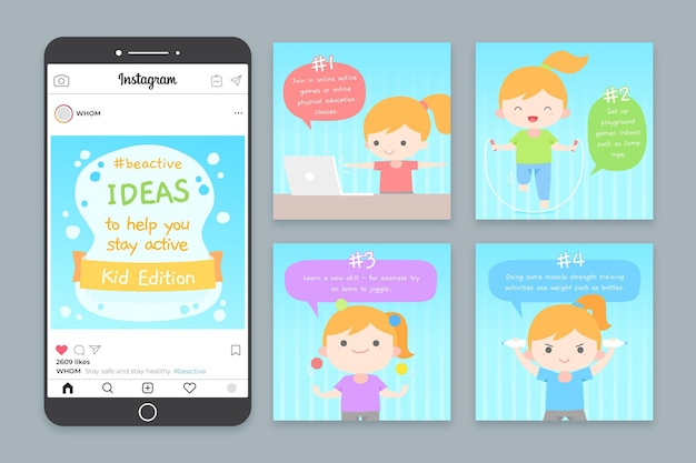 Kostenloser Vektor aktive tipps in instagram post
