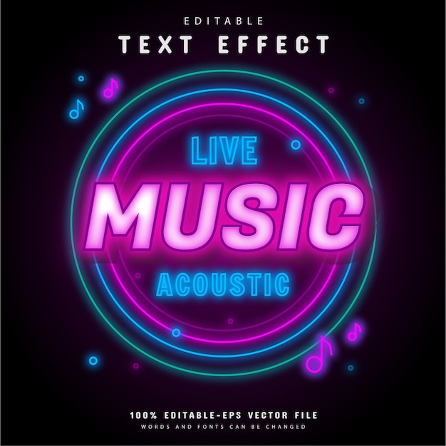 Akustischer neon-texteffekt mit live-musik