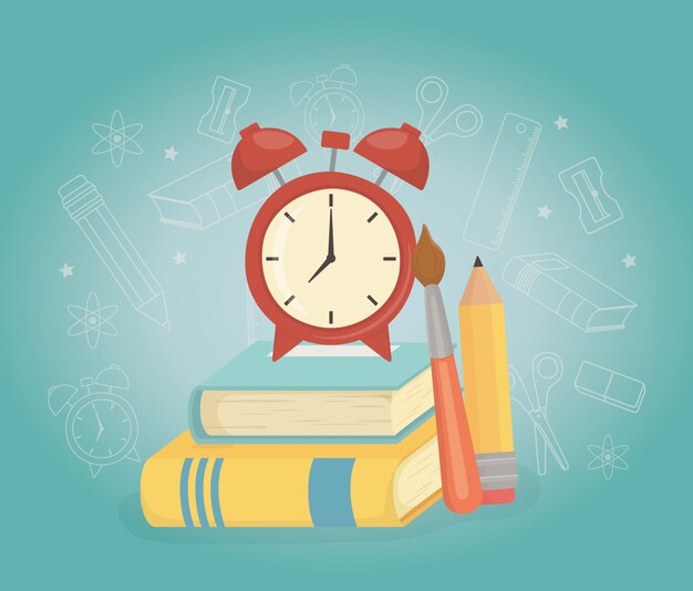 Alarm clock and supplies back to school