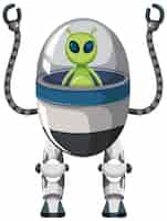 Kostenloser Vektor alien auf dem roboter auf weiß