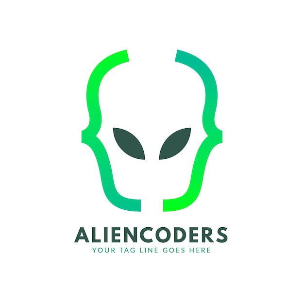 Kostenloser Vektor aliencoder mit verlaufscode-logo
