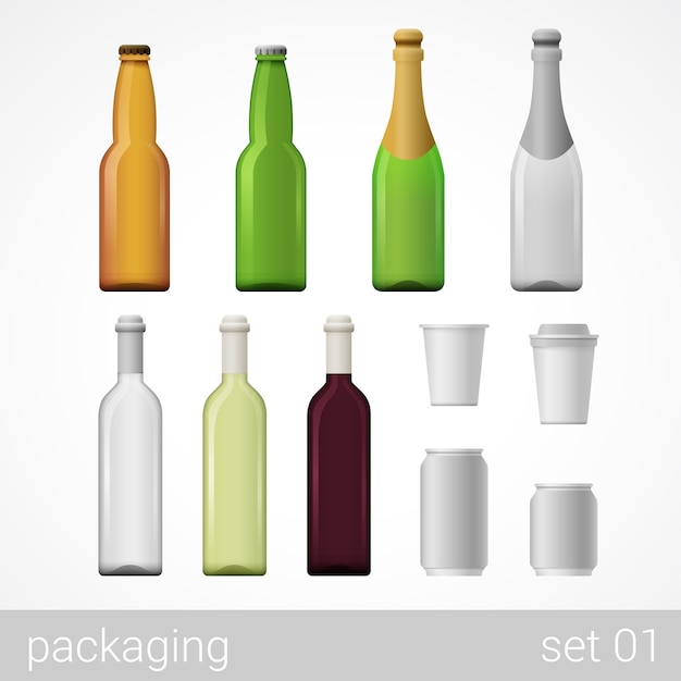 Alkohol Wein Champagner Bier Kaffee Getränk Glasflaschen Metalldose Papier Pappe Paket Set