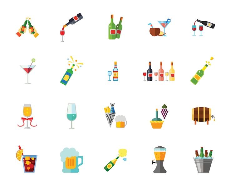 Kostenlose Vektor alkoholikone eingestellt
