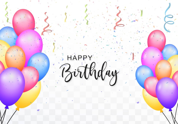 Kostenlose Vektor alles gute zum geburtstag auf einem realistischen ballon-karten-hintergrund