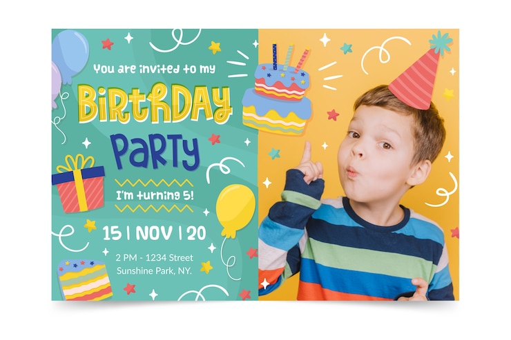 Kostenlose Vektor alles gute zum geburtstag einladungsvorlage