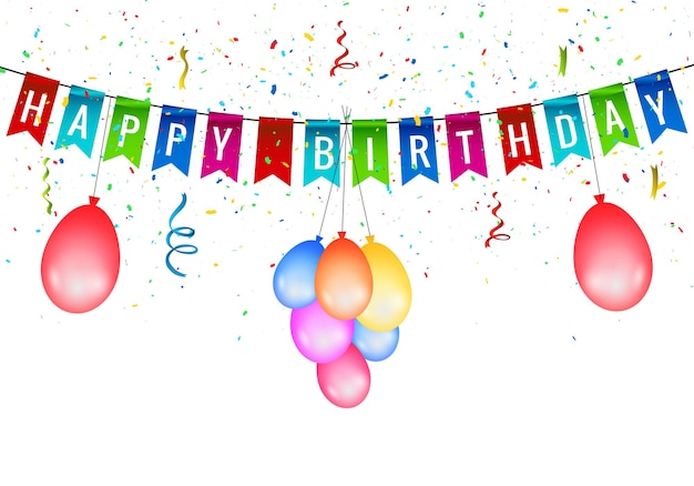 Alles gute zum geburtstag flaggen und luftballons kartenhintergrund