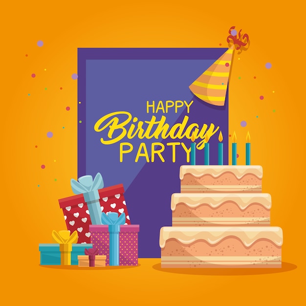 Alles gute zum geburtstag kuchen karte | Premium-Vektor