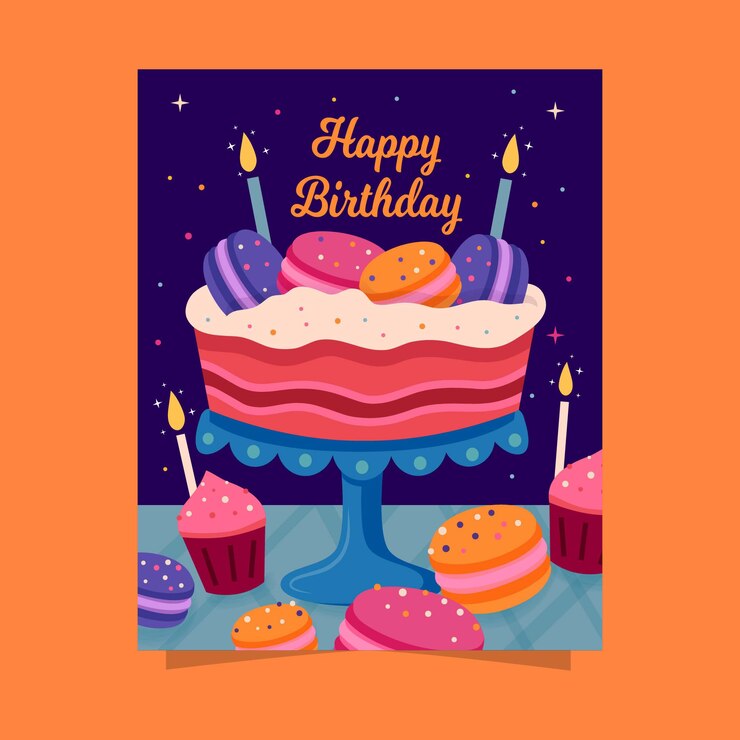 Kostenlose Vektor alles gute zum geburtstag mit kuchen und kerzen
