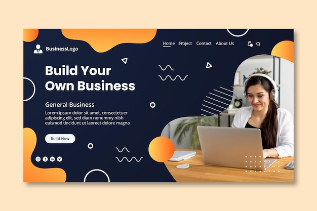 Kostenloser Vektor allgemeine business landing page vorlage