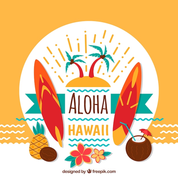 Aloha dekorativen hintergrund und surfbretter