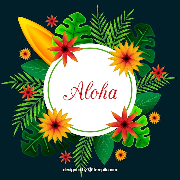Aloha hintergrund mit tropischer natur