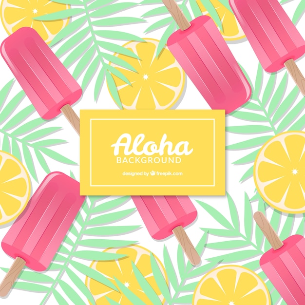 Aloha hintergrund mit zitrone und eis