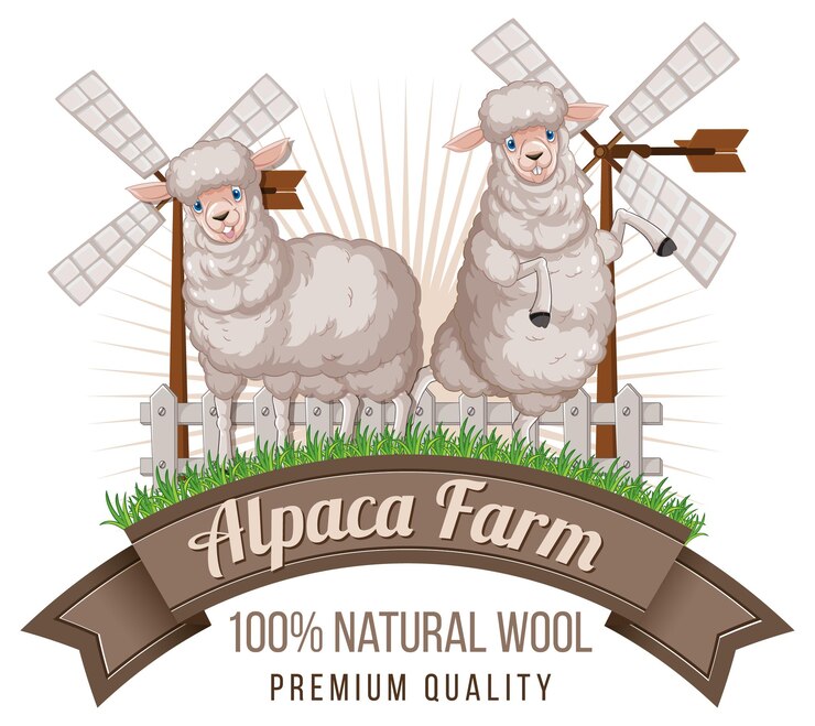Kostenlose Vektor alpaka-farm-logo für wollprodukte