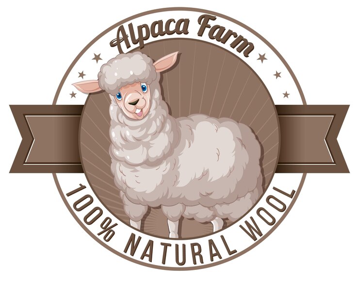 Kostenlose Vektor alpaka-farm-logo für wollprodukte