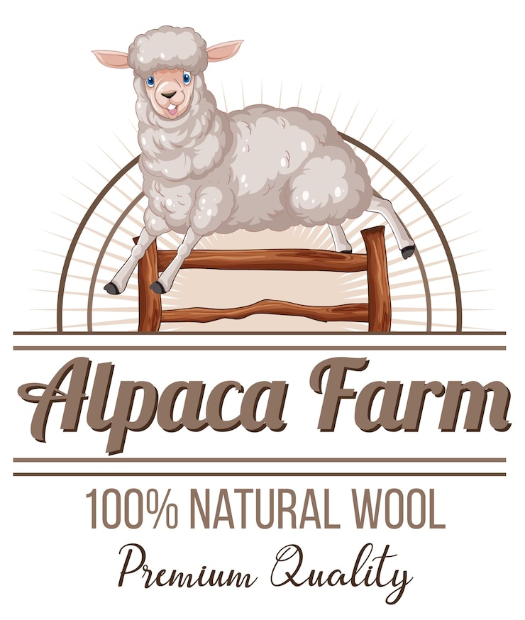Kostenlose Vektor alpaka-farm-logo für wollprodukte
