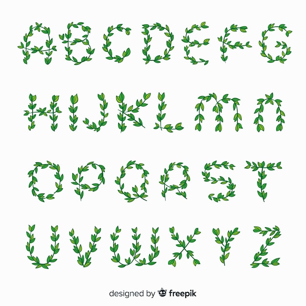 Alphabet aus Blättern gemacht