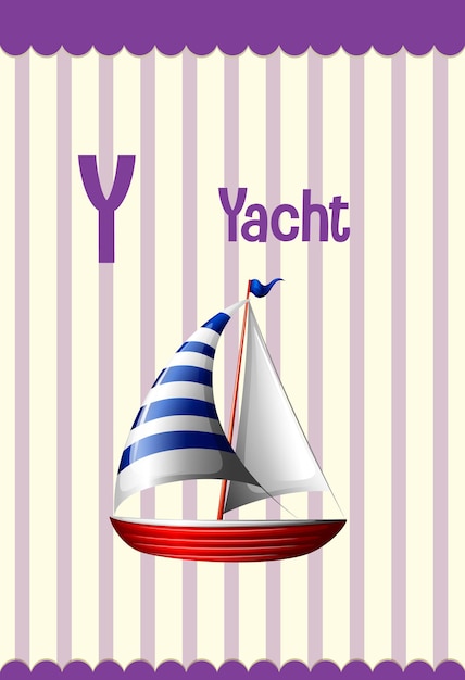 Alphabet flashcard mit buchstaben y für yacht