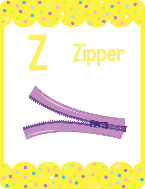 Kostenloser Vektor alphabet flashcard mit buchstaben z für zipper for