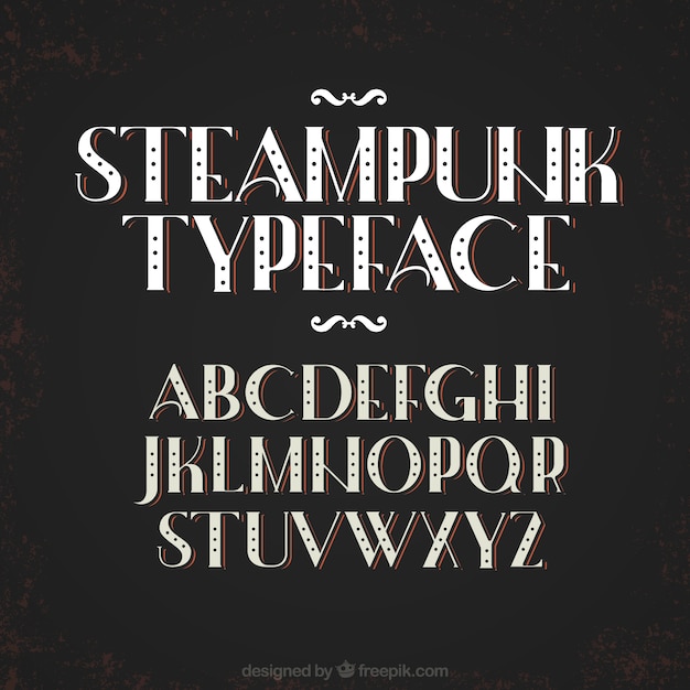 Kostenloser Vektor alphabet in steampunk-stil