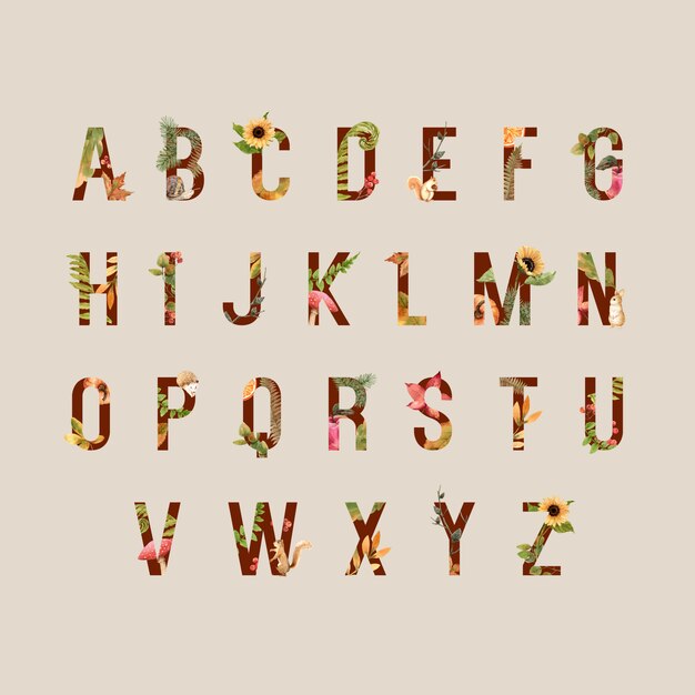 Alphabet mit Herbstthema