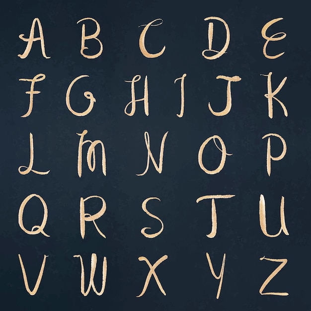 Kostenloser Vektor alphabet set vektor kursive hauptstadt kalligrafie schriftart