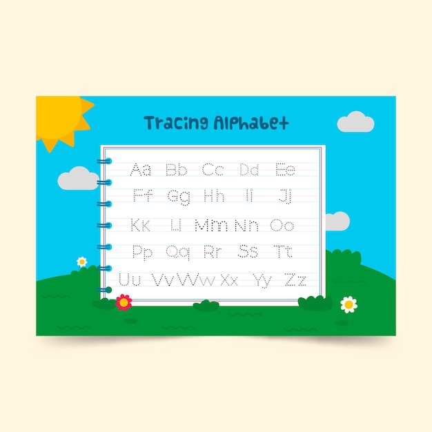 Kostenloser Vektor alphabet tracing vorlage