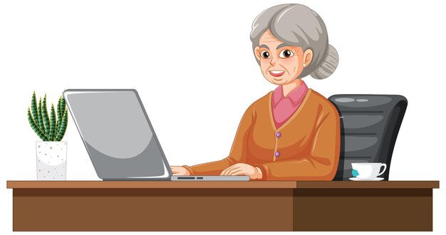 Alte Frau mit Laptop