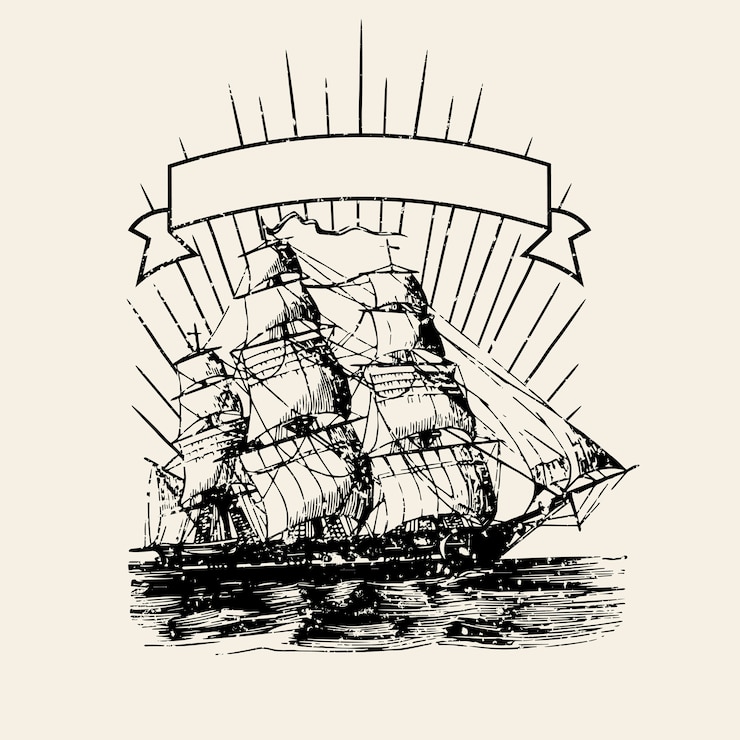 Kostenlose Vektor alte schiffslogoillustration