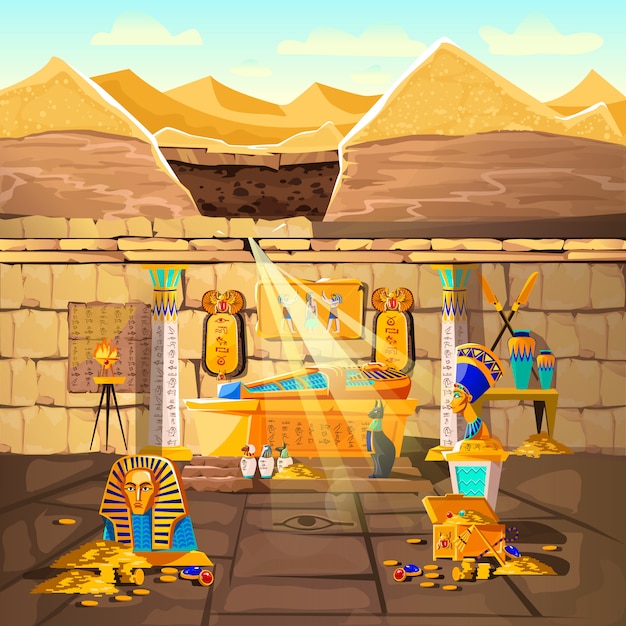 Alter ägypten-pharao verlor grab Kostenlosen Vektoren