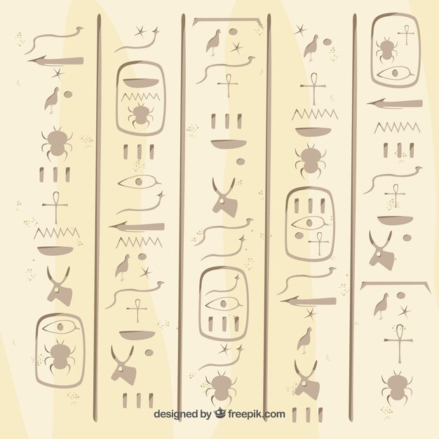 Alter Ägypten-Hieroglyphenhintergrund mit flachem Design