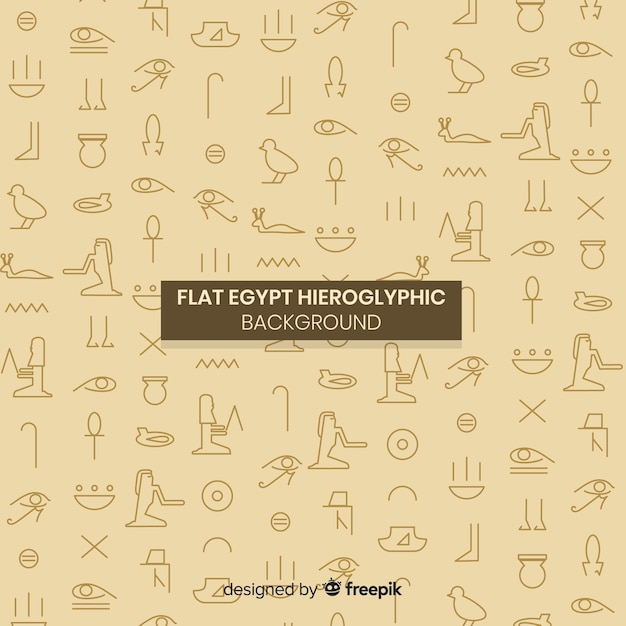 Alter Ägypten-Hieroglyphenhintergrund mit flachem Design