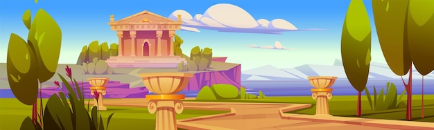 Kostenloser Vektor altes griechisches pantheon mit säulen