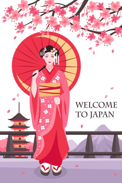 Altes Japan-Geisha-Plakat