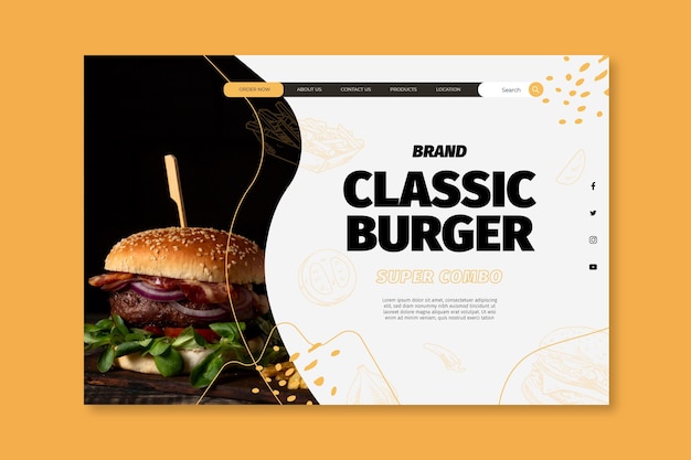 Kostenloser Vektor american food landing page vorlage