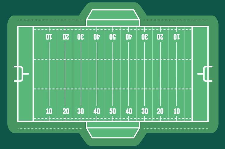 Kostenlose Vektor american football-feld ansicht von oben
