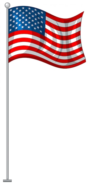 Amerikanische flagge auf metallpfosten