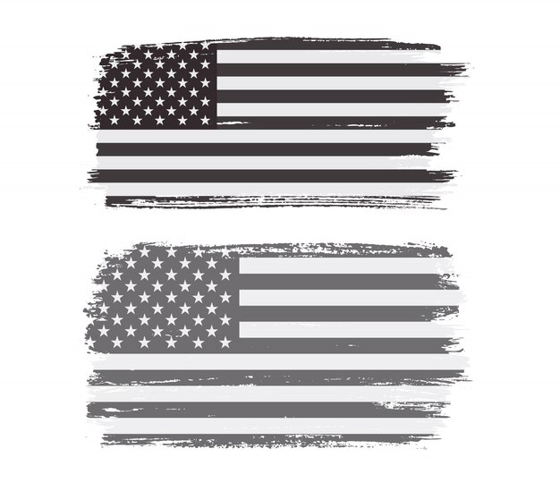 Alte Amerikanische Schwarzweiss Flagge Premium Vektor