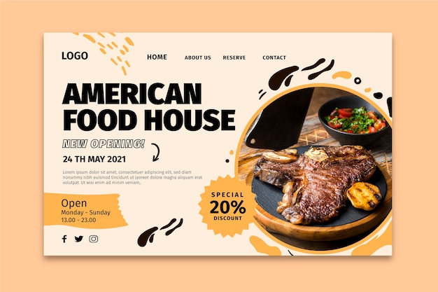 Kostenloser Vektor amerikanische food-landingpage